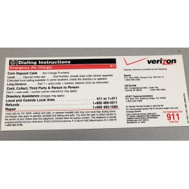 Automatic Electric Verizon PAYPHONE INSTRUCTION CARDS For Automatic Electric 120B Style Payphone
