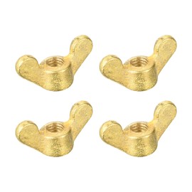 sourcing map Pack of 4 Brass Wing Nuts M6 Butterfly Nut Hand Twist Tighten Attachment for Furniture Machines Electronic Devices