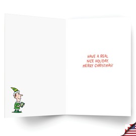 NobleWorks 12 Funny Christmas Cards w/5 x 7 Inch Envelopes (1 Design, 12 Each) - Artificial Letter C8768XSG-B12x1
