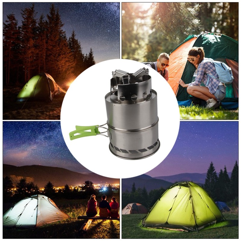 Outdoor Camping Equipment Windproof Wood Stove Cooking Stainless Steel Movable