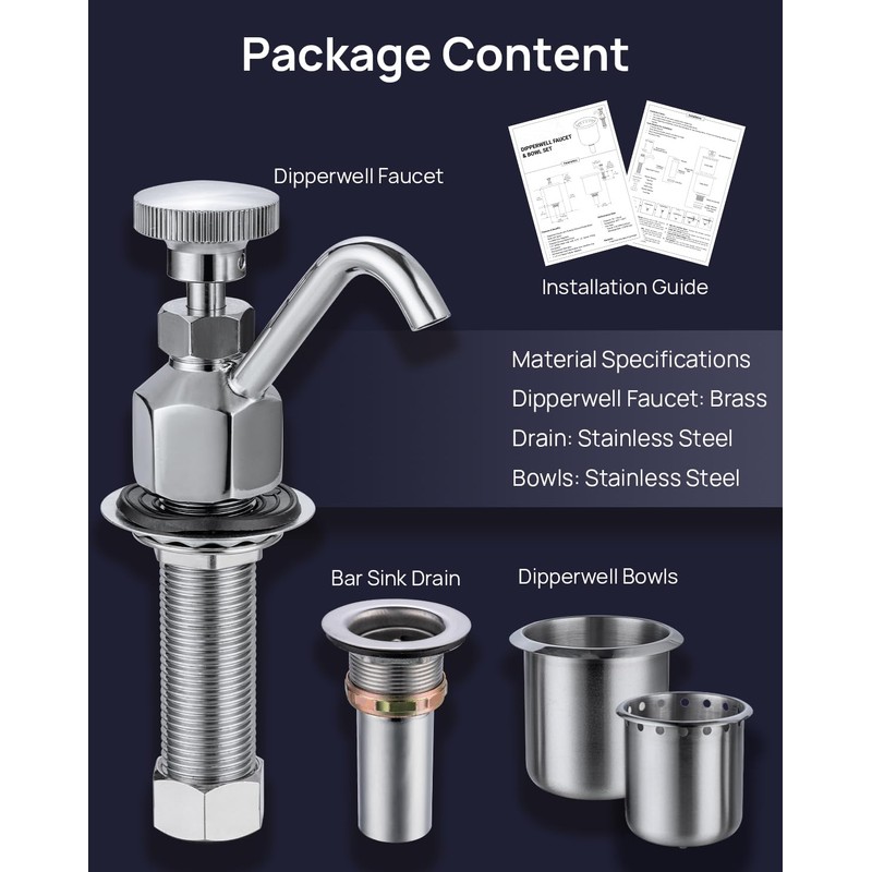 Sepaitek Commercial Dipper Well Faucet & Bowl Set, Brass Faucet