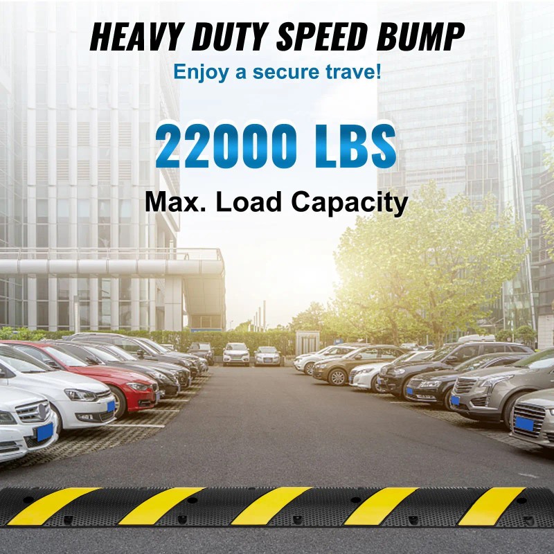 72'' Dual Channel Rubber Speed Bump Durable Traffic Hump with