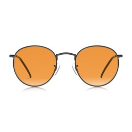 R.F.YFQH Sleep Blue Light Blocking Glasses for Men and Women, Round Metal Computer Gaming Glasses Anti Eyestrain & UV Glare JF5002 (Orange Lens Black Frame)