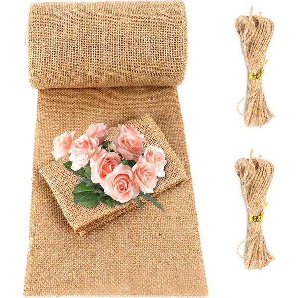 Jute Table Runner, 10 m x 30 cm, Beige Jute