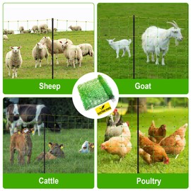 Electric Poultry Netting Fence, Portable Electric Fence for Poultry and Livestock Chicken Sheep Lambs Hogs Deer Dogs in Backyards Farms Ranches Homesteads and Gardens (49.6"x 164')