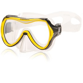 aquazon Maui Junior Medium Schnorchelbrille, Taucherbrille, Schwimmbrille, Tauchmaske für Kinder, Jugendliche von 7-12 Jahren, Tempered Glas, sehr robust, tolle Passform, Farbe:gelb