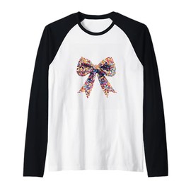 Colorful Dot Bow Graphic Fashion Decor Raglan Baseball Tee