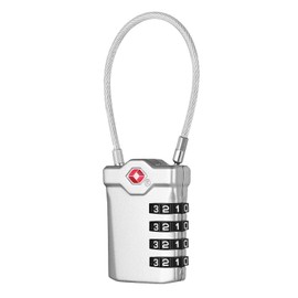 NAGE Padlock, 4 Digit Tsa Lock, Small Dial Lock, PIN Code, Anti-Theft, Wire Lock, Suitcase, Key, Luggage, Carrying Case, Backpack, Bag, For International Travel, Airport, Inspection (Silver)