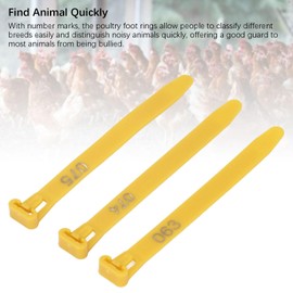 SENECESLI Chicken Leg Rings, 1 to 100 Numbered Chicken Identification Bands Reusable, Clip on Poultry Foot Rings Tags for Duck Chicken Pigeon Goose Gamefowl (Yellow)