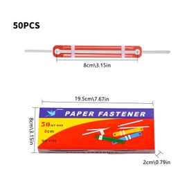 50 Pcs Paper Fasteners, 2 Hole Binder Clip,8cm Hole Spacing,Colored Plastic Binding Strips for Office School Paper Files Binder Filing Clip