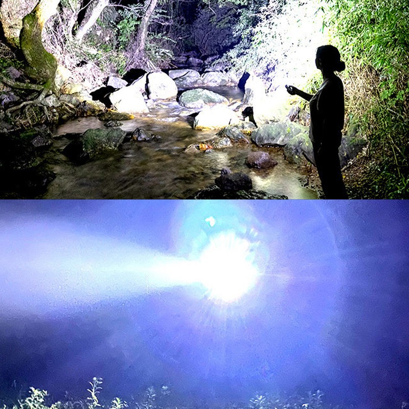 LED Flashlight USB Charging IPX4 Waterproof Aluminium Alloy Intelligent Digital