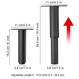 lrovag 2 PCS 6-10.5 Inch Adjustable Height Bed Frame Support Legs,Bed Feet Replacement Parts Lifts Risers,Under Mattress Sagging Center Support, Reinforcement Stabilizer in The Middle of Bed