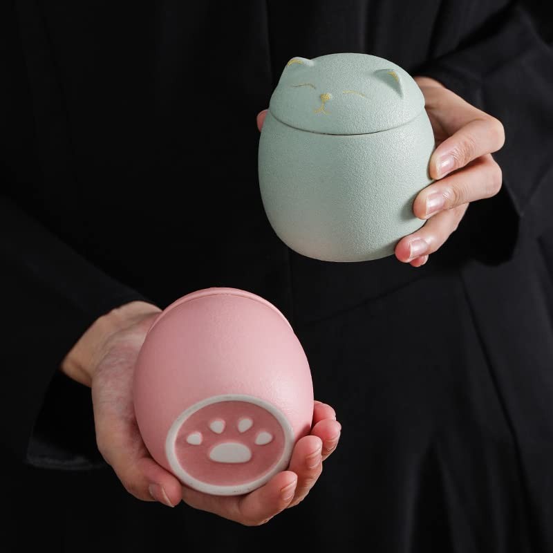 Mozacona Ceramic Jar Embossed Cat Small Candy Dish Sugar Bowl