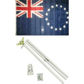 JumpingLight 3x5 Cooks Island New Zealand Flag White Pole Kit Set 3x5 - Quality Flags