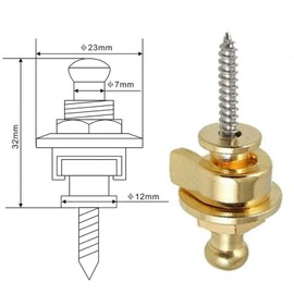 Bestgle 4Pcs Guitar Strap Locks and Buttons, Quick Release Security Strap Button Retainer Replacement Straplocks - Golden