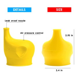 Yagote Yagote Silicone Sippy Cup Lids, 5 Packs Elephant Spill-Proof Sippy Cup for Babies, Toddlers and Kids