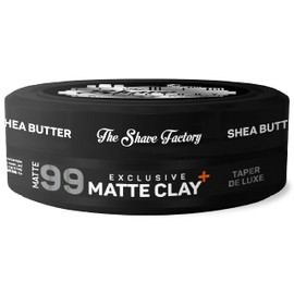 The Shave Factory Matte Hair Wax, 99 Matte Hair Clay Taper de Luxe, Pomade for Long-Lasting Styles, Extra Strong Hold 5/5, Shine 1/5, Grapefruit, Jasmine & Amber, 1 x 150 ml