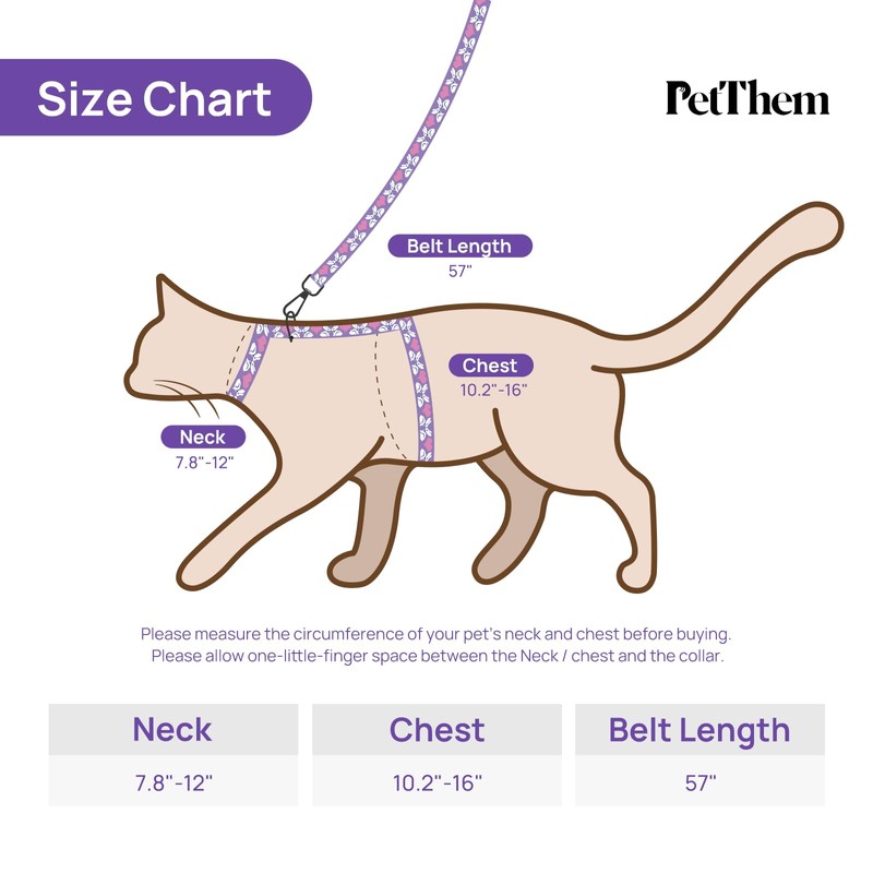 Cat Harness and Leash Set - Escape Proof Adjustable Cat