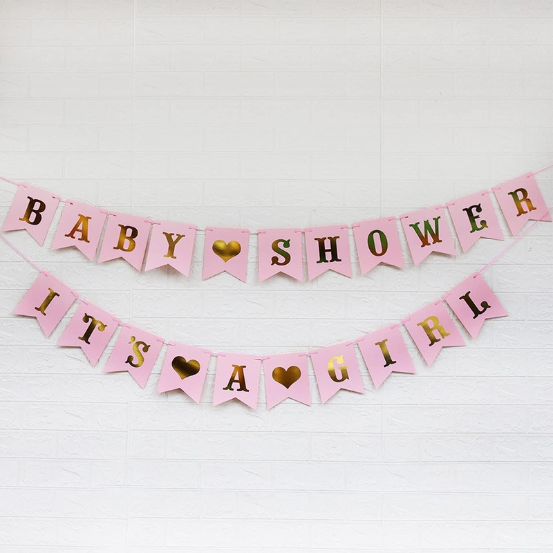 AIYONG It's A Girl & Baby Shower Banner Set Decorations