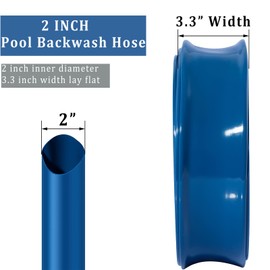 ZY-hosetube Pool Backwash Hose 2 inch × 100 ft Thicken Blue Water Discharge Pipe Lay Flat Tubing Hose for Backwash Pool Filter, Drain Pool Pond Water (2in-100ft, Vinyl Tubing)