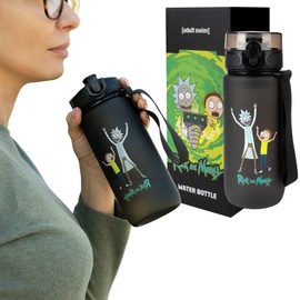 MOMO WAY Drinking Bottle Tritan Water Bottle BPA Free Reusable for School Sports Fitness Gym Easy Closure Gift for Men Women and Children Black Green 600 ml