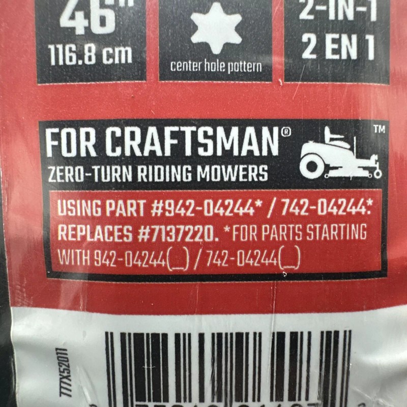 Craftsman 46” Set Bagging & Discharge Blade # 7137220, 942-04244,