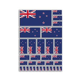 A4 Sticker Sheet New Zealand Flags Vinyl Stickers - NZ Nation Country World National Flag Vacation Travel Holiday Car Aesthetic #80101