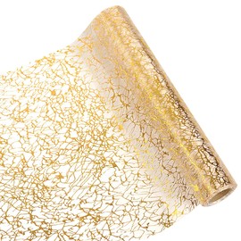 Alovez Gold Table Runner, 28 cm x 4.57 m, Table Runner, Birthday Table Runner, Gold Foil Table Decoration for Weddings, Birthdays, Christmas, Party, Christenings, Golden Wedding Decoration