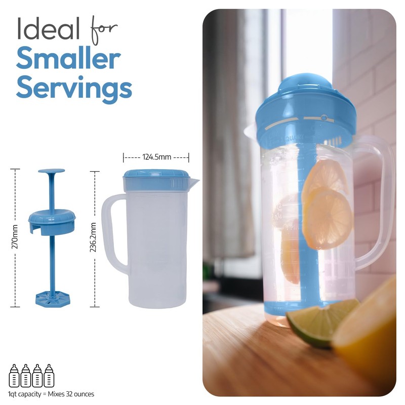 JBK Pottery 1 Quart Plastic Mixing Pitcher with Mixing Lid,