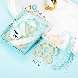 20 Marcapáginas de Metal con Forma de Oso de Peluche, Recuerdos Baby Shower para Niños o Niñas, Marcadores para Libros de Regalos de Fiesta De Baby Shower, Decoraciones o Recuerdos (Azul)