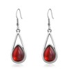 Ruby Gemstone Drop Dangle Earrings Red Teardrop Earrings with Silver
