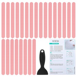 PATIKIL Badewanne Anti-Rutsch Aufkleber 20x2 cm, 24er Pack Sicherheits Dusche Grund Anti-Rutsch Aufkleber mit Klebepunkten Schaber für Badewanne Dusche Grund Treppe, Pink