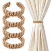 4 Pack Linen Braided Curtain Tiebacks, Boho Rustic Curtain Holdback
