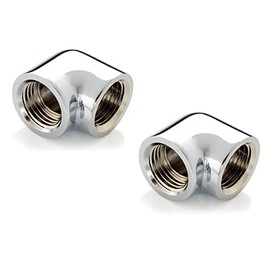 BitsPower Touchaqua Adaptor 90 Degree G1/4 Inch Female to G1/4 Inch Female - Pack of 2, Silver