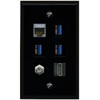 RiteAV CAT7 Coax HDMI 3 USB 3 Flat/Solid Wall Plate [Black]