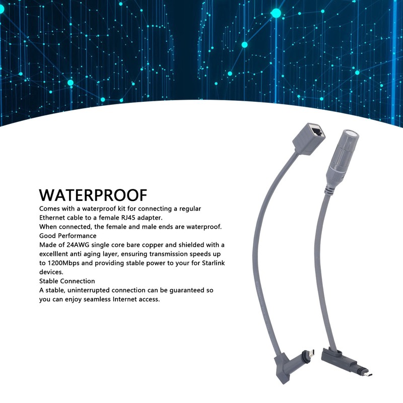 for Starlink SPX Plug to RJ45 Adapter Rubber and Copper