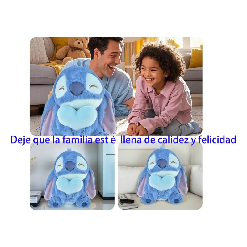 Para Bonito Peluche Stitch Angel Abrazando Corazón 45cm Azul