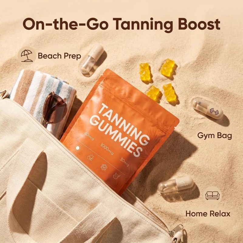 Gummies Autoabbronzante, gomme abbronzanti della pelle, 60 Stück mix beta-C-arotene
