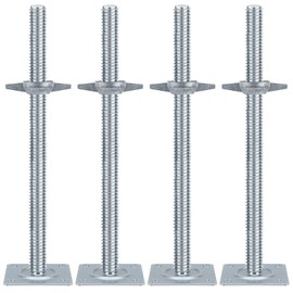 Yeipowr 18" Adjustable Scaffold Leveling Jack Feet - 1.2" OD Solid Screw Jacks Galvanized for Baker Style Scaffolding 4 Pack