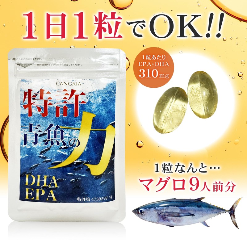 CANGAIA EPA DHA Supplement, Patent Manufacturing Method, Blue Fish Power,
