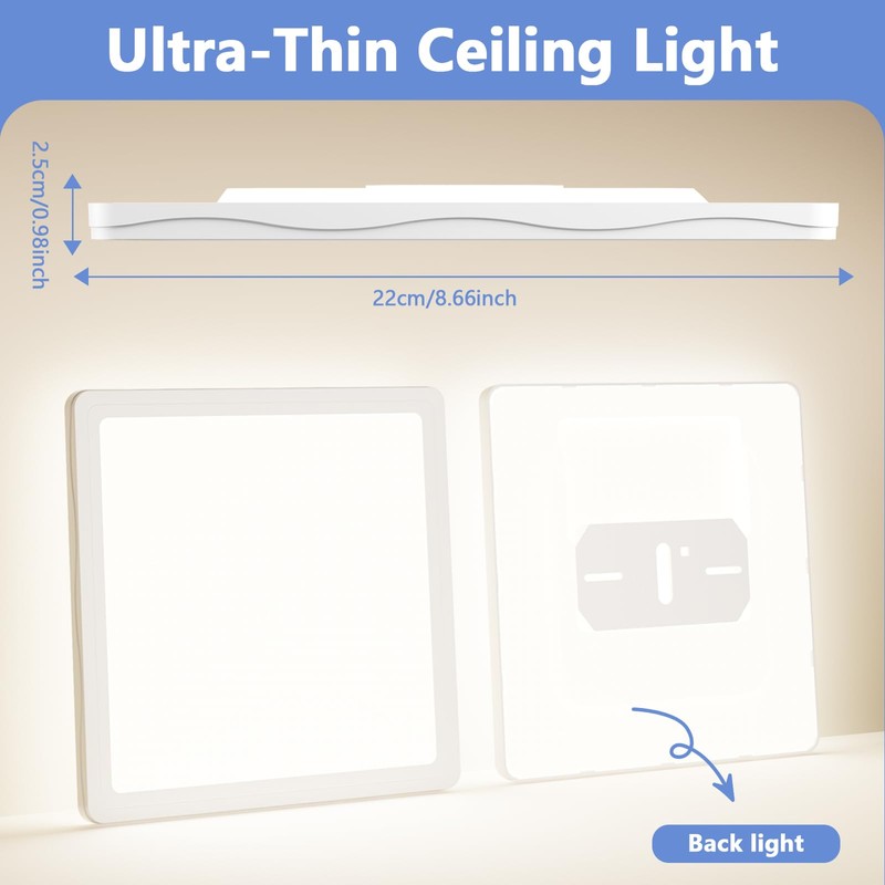 LED Ceiling Light Living Room 4000K-18W-1600LM, IP44 Waterproof Modern Simple
