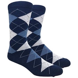 Fine Fit Black Label Men's Dress Socks (Argyle - Navy & Grey)
