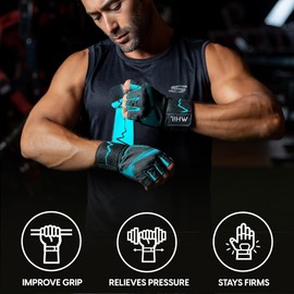 MhIL Workout Gloves for Men & Women - Weight Lifting Gloves, Gym Gloves for Men - Exercise Gloves, Training Gloves with Wrist Wraps Support for Weightlifting, Work Out, Pull up- Full Palm Protection