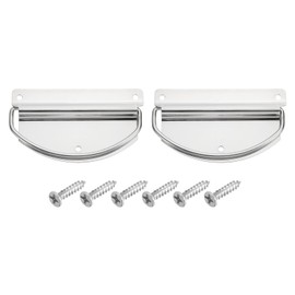uxcell 2Pcs Chest Handles, 101 x 57mm Side Ring Pull Lifting Handle, Metal Spray-Paint Wooden Box Puller Handles with Screws for Home Toolbox Case Drawer, Silver