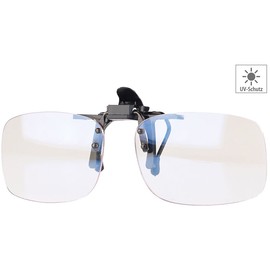 infactory Blaulichtfilter: Augenschonender Brillen-Clip, Blaulicht-Filter für Bildschirme, UV 400 (Blaulichtfilter Brillenaufsatz, Blaulichtfilter Clip On, Augenschonende Brille)