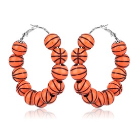 Mikovivi Basketball Earrings, Sports Ball Shape Beaded Earrings Fashion Acrylic Basketball Hoop Jewelry for Women Team Sport Lover Jewelry Accessories