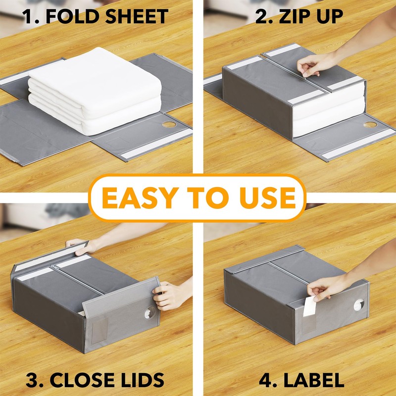 SpaceAid 6 Pack Bed Sheet Organizers and Storage, Foldable Sheet