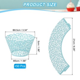 PATIKIL Cupcake Wrappers Paper, 50 Pack Baking Cups Standard Vine Decoration for Anniversary Birthday Weddings and Parties, Light Blue