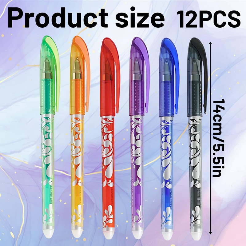 QXCFTW 12PCS Erasable Pens, Eraser Pen, 0.5mm Smooth Writing for