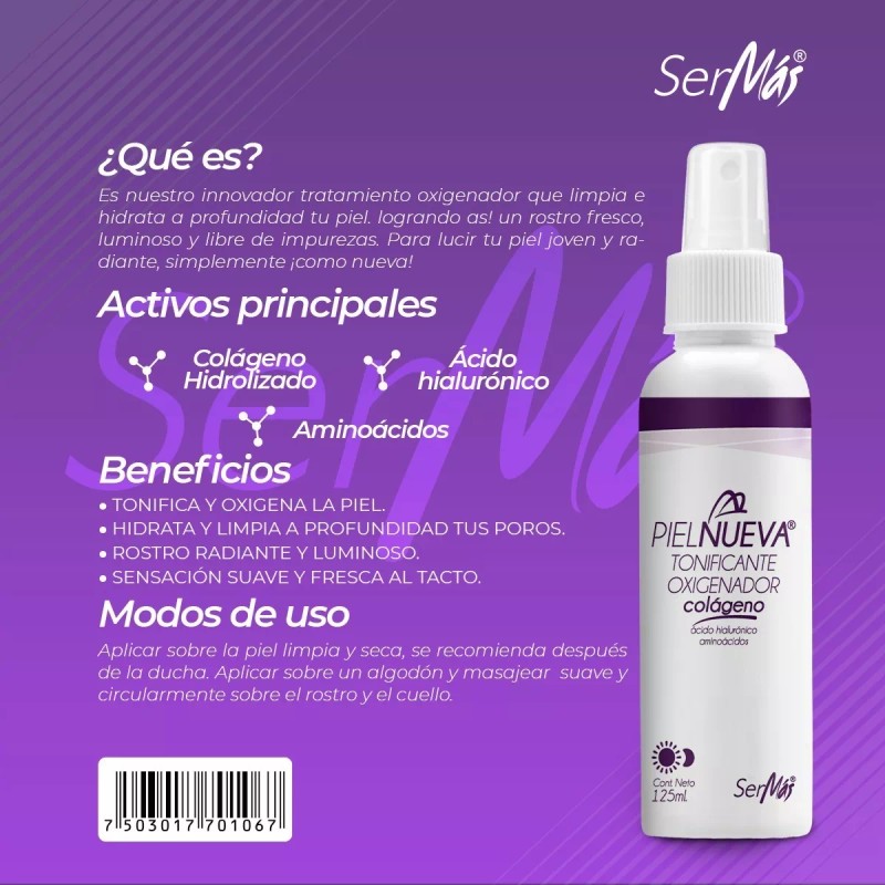 Ser Más Kit 6 Tonificante Oxigenador Hialurónico Colágeno Agua Rosas
